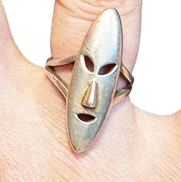 Vintage 925 Sterling Silver Mask Ring - Picture 3 of 16